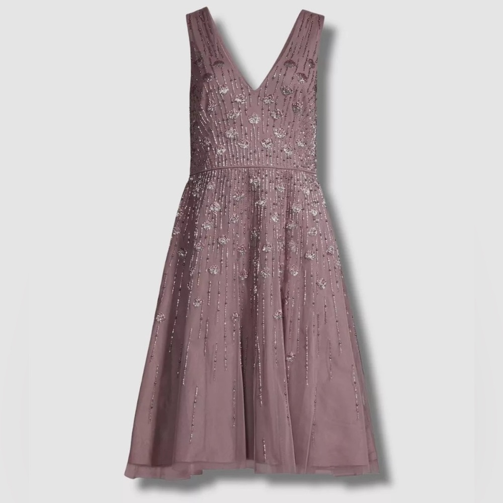 NWT AIDAN MATTOX Women’s Purple Sleeveless Knee Length Cocktail Dress sz 2